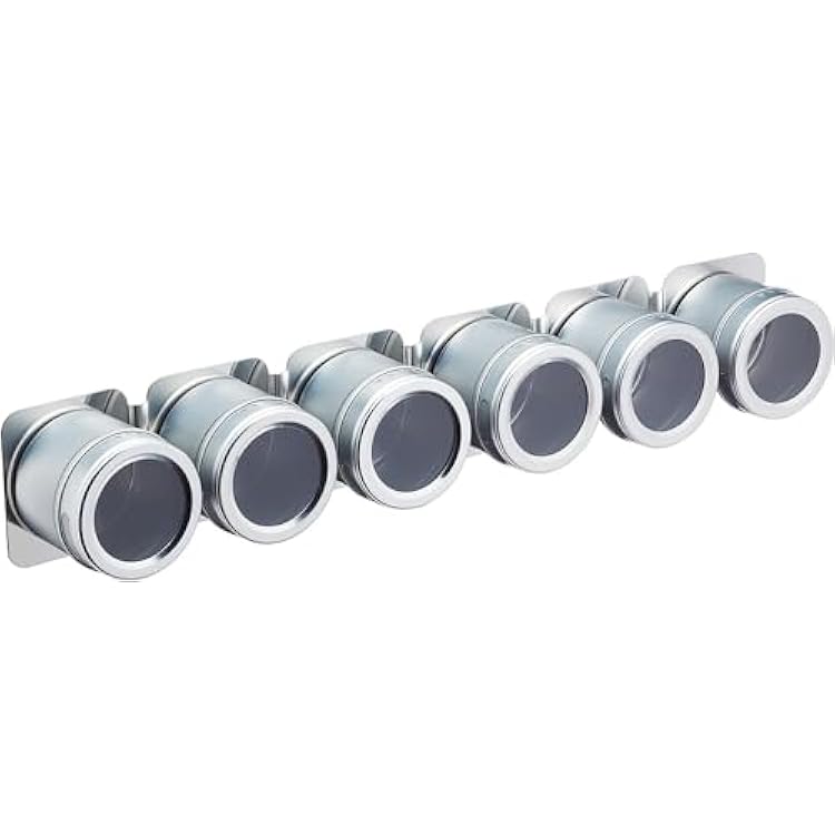 KitchenCraft 6-Piece Master Class Magnetic Spice Rack, Stainless-Steel, Silver, 9 x 12 x 16 cm