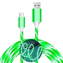 USB C Cable, 3A LED Light Up Fast Charger Charging Cords Type C Cable Compatible with iPhone 15 Pro Samsung Galaxy S21 S20 S10 S10E S9 S8 Plus Note 20 10 9 8, LG G8 and More (Green, 2m/6.5ft)