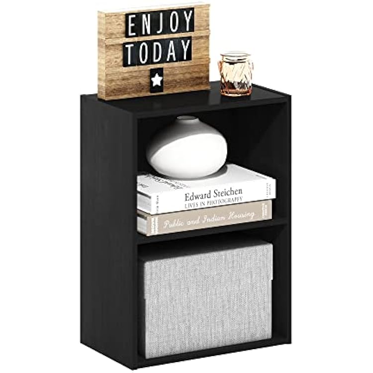 Furinno Luder Bookcase  Book  Storage, Blackwood 2-Tier